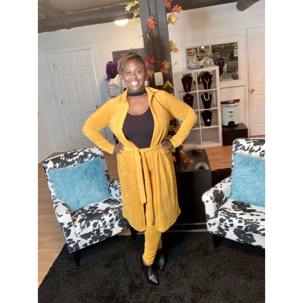 Faux Velvet Legging and Cardigan Set